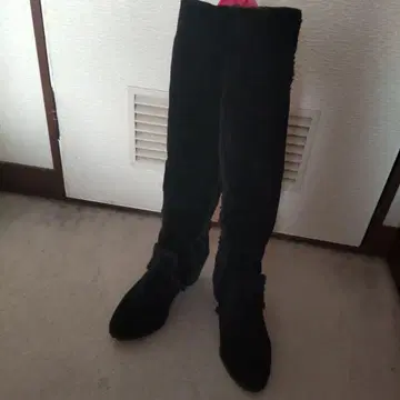 Heather 블랙 롱 보아 웨지 부츠 M 사이즈