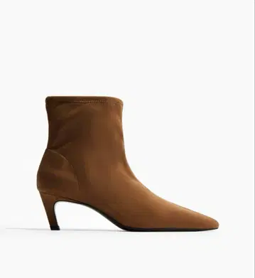 H&M 힐 삭스부츠 숏부츠 스웨이드 브라운