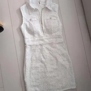 데이지 화이트 라메 믹스 타이트 드레스