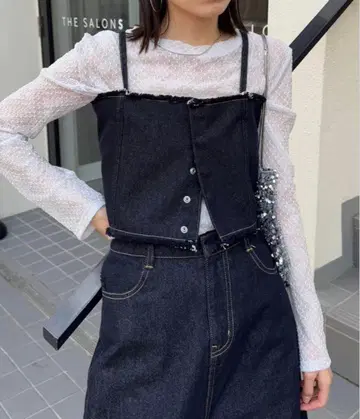 다크 데님 하이웨스트 와이드 레그 팬츠 사이즈 0