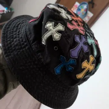 크로스 패치 (가죽) 18개 커스텀 버킷 햇 블랙 머리 둘레 약 60cm