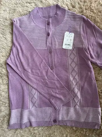 연보라 버튼 가디건 M