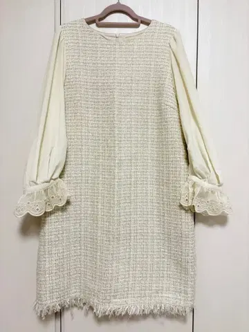 31 Sons de mode 소매 쉬폰 트위드 원피스 아이보리