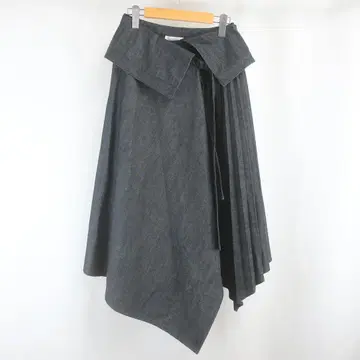 새상품급 EZUMi 플레어 플리츠 데님 랩 스커트 S 파랑 여성용