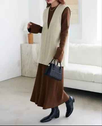 [web 한정판] DISCOAT 베스트 포함 리브 니트 셋업