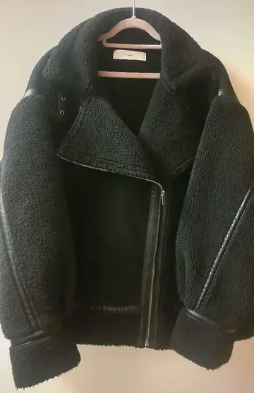 M nort 엠노트 무스탕 자켓 라이더스 보아 블랙