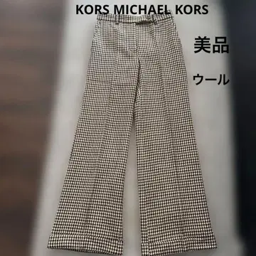 KORS MICHAEL KORS 체크 무늬 울 와이드 레그 팬츠