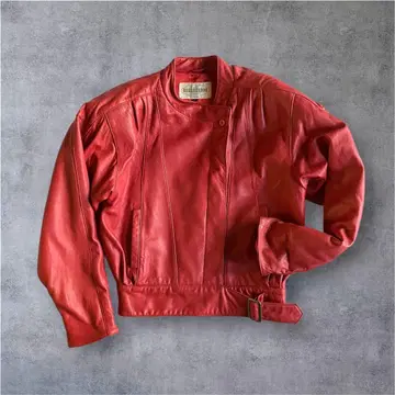 80s 90s archive 양가죽 레더 봄버 자켓 빨간색 스윙탑 y2k