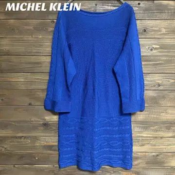 [ 미쉘클랑 ] 파랑 니트 원피스 7부 소매 일본제 M