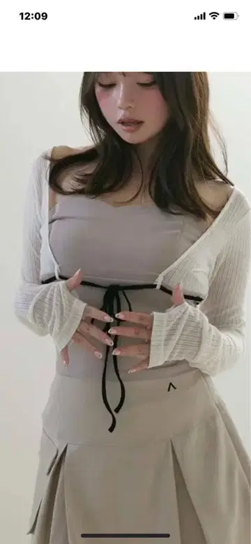 ANDMARY Lona 리본 탑AM1011 볼레로 가디건