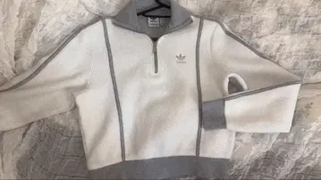 adidas 하프 지퍼 맨투맨 화이트/그레이