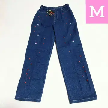 장미 자수 청바지 스트레이트 데님 여성용 [미사용 택 포함]