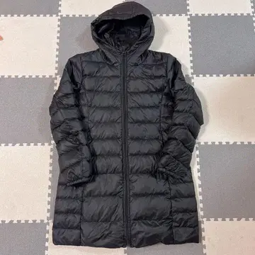 후드 부착 롱 다운 코트 블랙