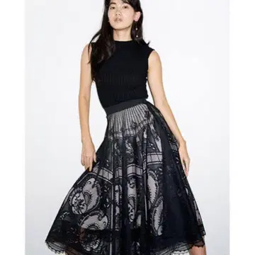 프레이 아이디 레이스 플레어 스커트 블랙 파티 크리스마스