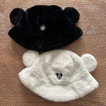 디즈니 퍼 햇 2개 미키 블랙 화이트 버킷햇