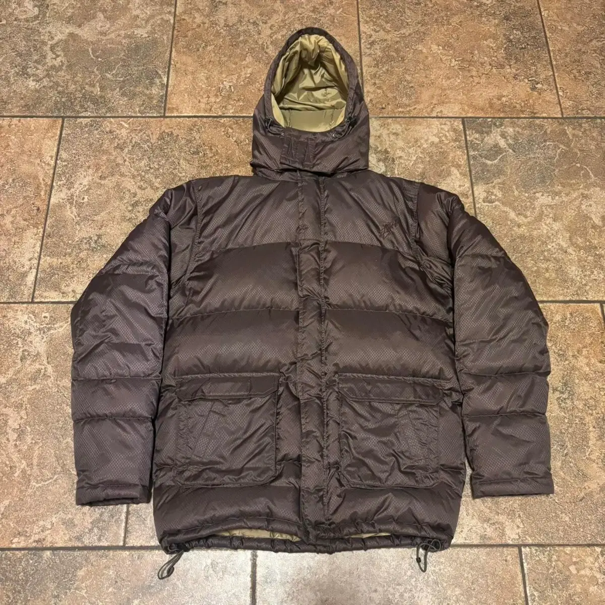 90s Stussy Hooded Puffer Down Jacket Brown | Bunjang Global