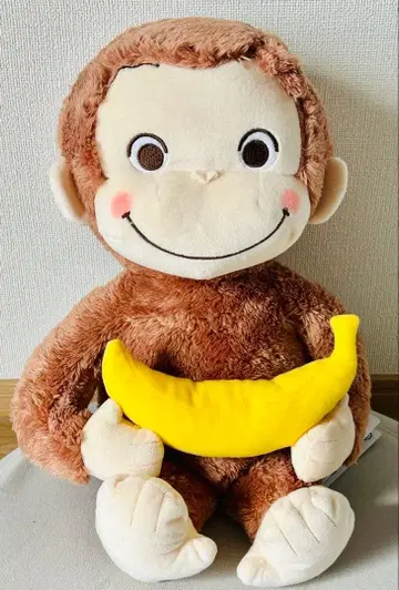 호기심 많은 조지 빨간 볼 L 봉제 인형 바나나 포함