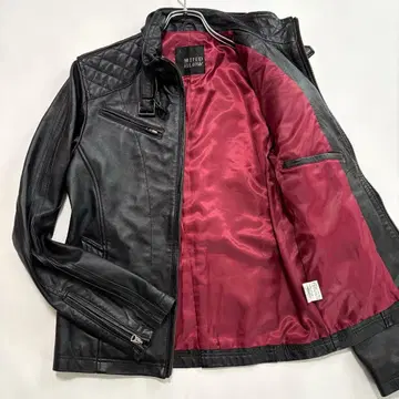 남성용 비기 [양가죽 퀼팅 레드] 라이더 자켓 L 사이즈 블랙