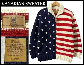 XL 캐나다제 스타 성조기 카우치 울 니트 자켓
