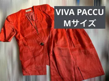 VIVA PACCU 오렌지 스커트 셋업 수트 레트로 M