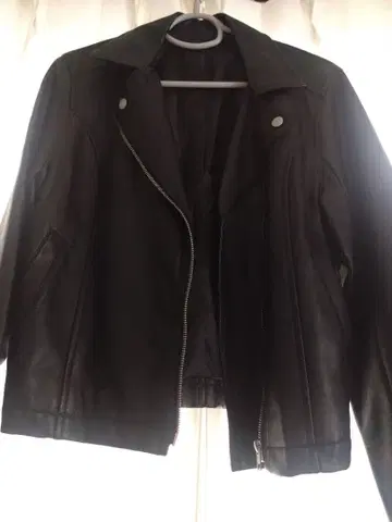 블랙 가죽 더블 라이더 자켓