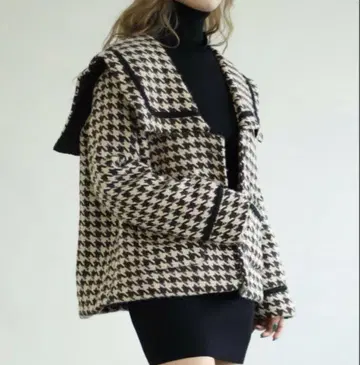 재스민 하운드투스 체크 세일러 카라 부착 자켓
