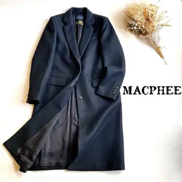 [ 새상품급 ] 맥피 울 캐시미어 롱 코트 히요쿠 블랙 34 일본제