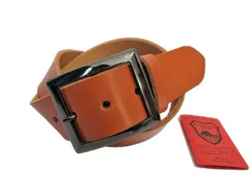 도치기 가죽 벨트 (카멜) 연마 블랙 니켈 도금 버클 40mm 폭 통가죽