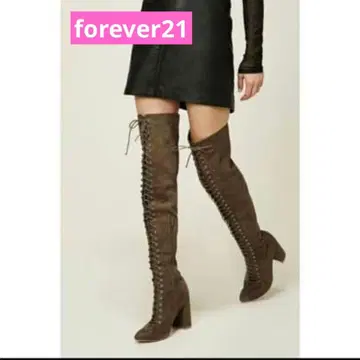 forever21 레이스업 니하이 롱 부츠