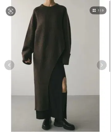 스타일 믹서기 사이드 커팅 롱 니트