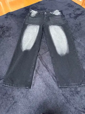 블랙 데미지 데님 팬츠 M