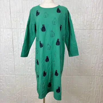 LITTLE MARKET 원피스 고양이 자수 그린 [ e29 ]