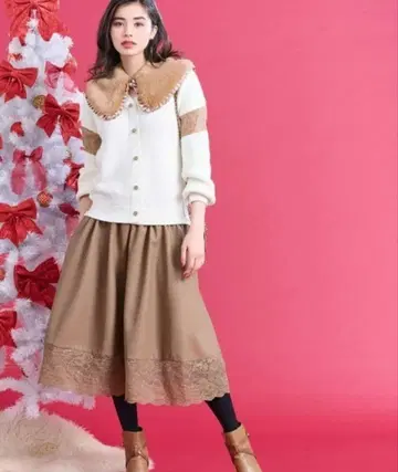 택 포함 새상품 체스티 니트 가죽 원피스 1 화이트