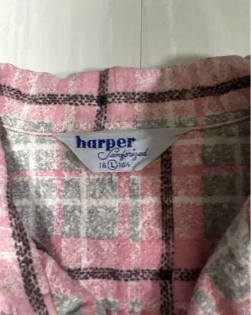 초레어 L 사이즈 50s 그레이 핑크 프린트 플란넬 셔츠 harper