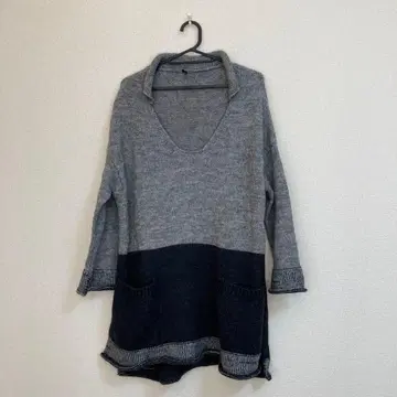 iTANG! 그레이 네이비 V넥 니트