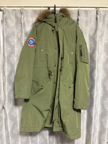 moussy 마우지 올리브색 후드 부착 모즈 코트