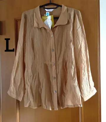 L 사이즈 착락미 셔츠 덤으로 코사지 부착 브라운 새상품