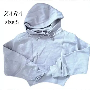 ZARA 후드 부착 숏 기장 후드티 S