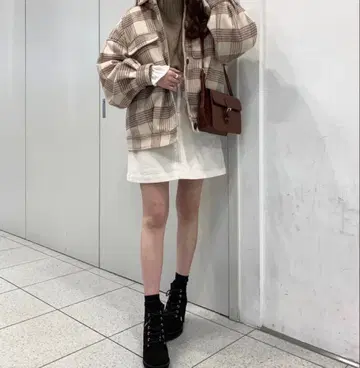 Heather 체크 CPO 코트, 자켓