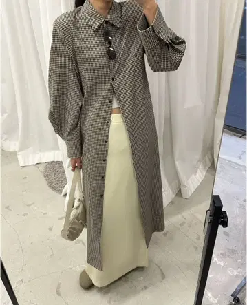 CLANE 체크 무늬 롱 원피스