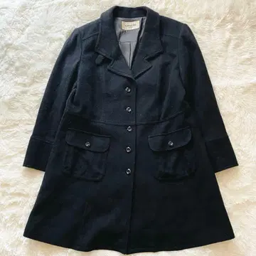 간사이비스 롱 코트 무지 울 혼방 블랙 L