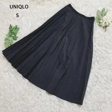 유니클로 플리츠 스커트 어른스러운 귀여움 심플 무지 허리밴딩 S 블랙