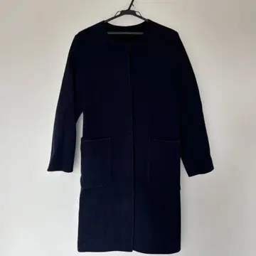 쿠미쿄쿠 네이비 울 계열 롱 코트