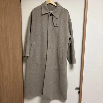 헤링본 울 롱 코트 베이지 미라 오웬