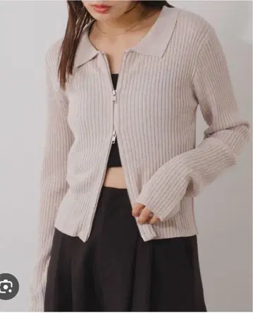 Kastane 더블 지퍼 라메 리브 가디건