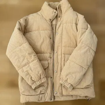 ZARA 베이지 코듀로이 다운 자켓 S-M