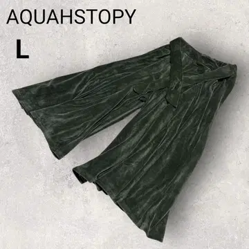 아쿠아히스토리 플레어 팬츠 L 카키 벨로아 소재 고급스러움 허리밴딩