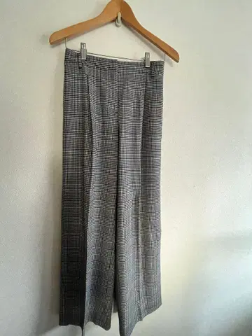 PLST 울 혼방 글렌체크 패턴 와이드 팬츠 M 사이즈