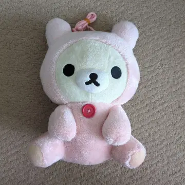 코리락쿠마 리락쿠마 곰 후드 부착 봉제 인형 핑크
