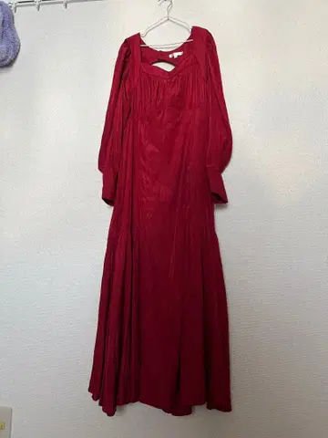 빨간색 긴팔 롱 원피스 S